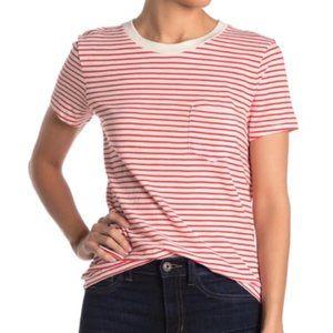 Madewell Classic Red Striped Crew Neck Pocket Tee